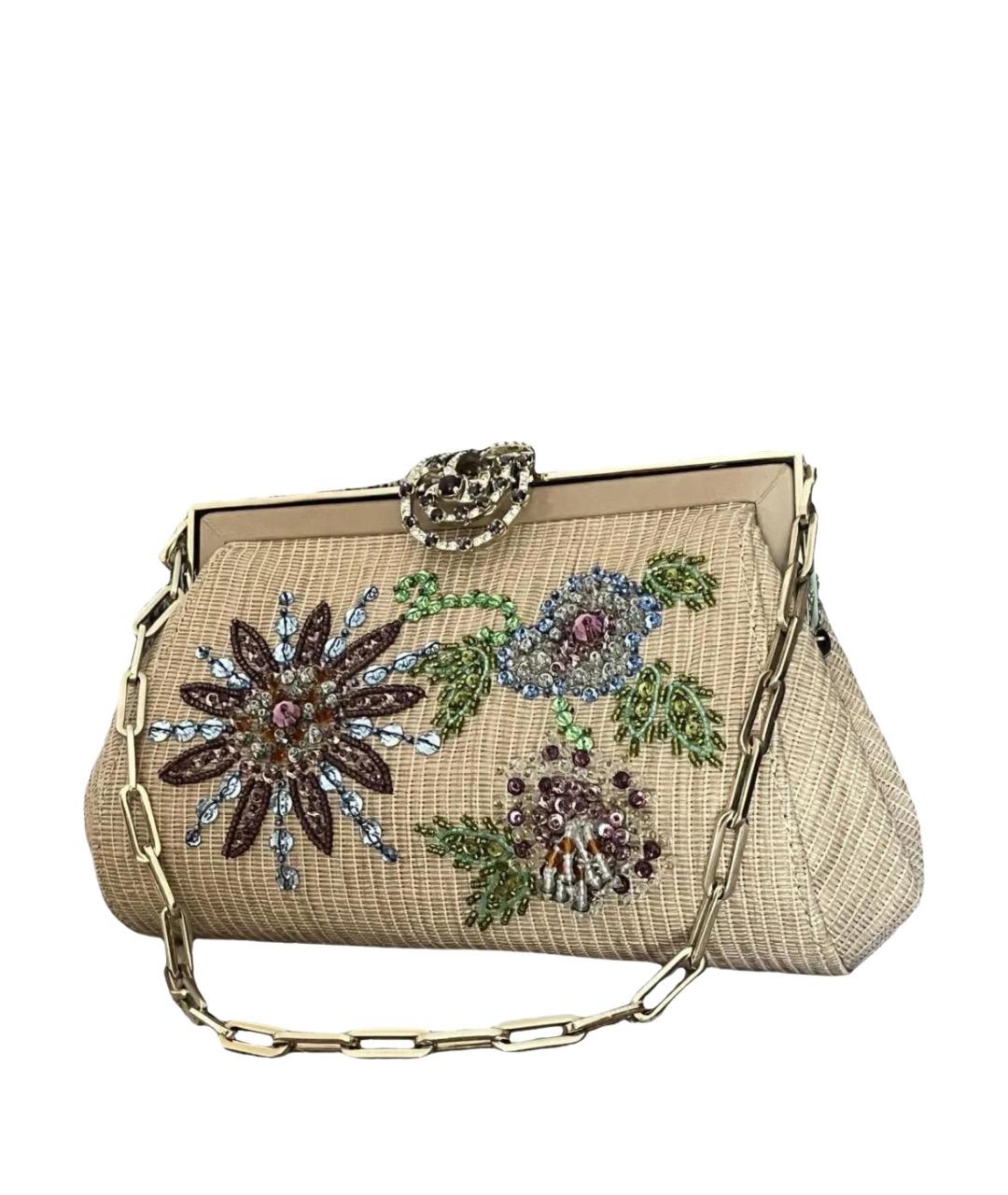 VALENTINO Бежевая тканевая сумка с короткими ручками, фото 1