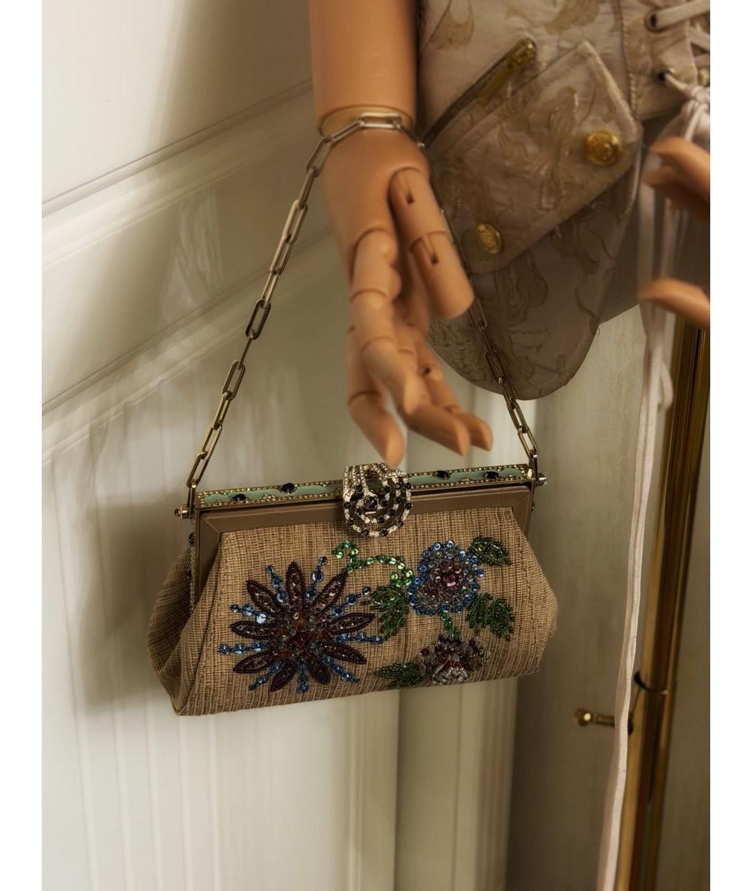 VALENTINO Бежевая тканевая сумка с короткими ручками, фото 3