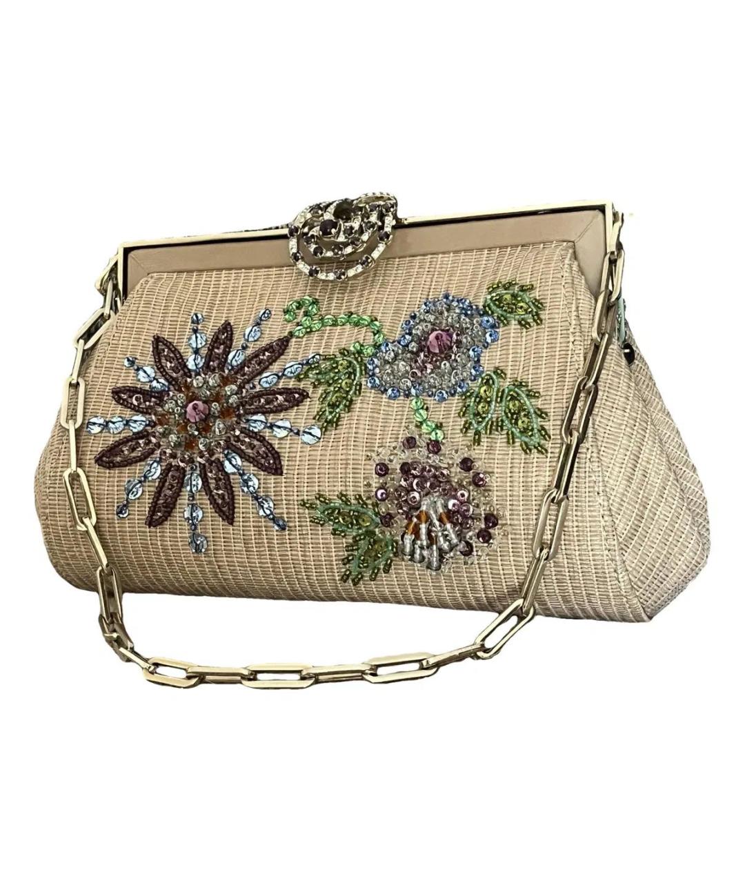 VALENTINO Бежевая тканевая сумка с короткими ручками, фото 9