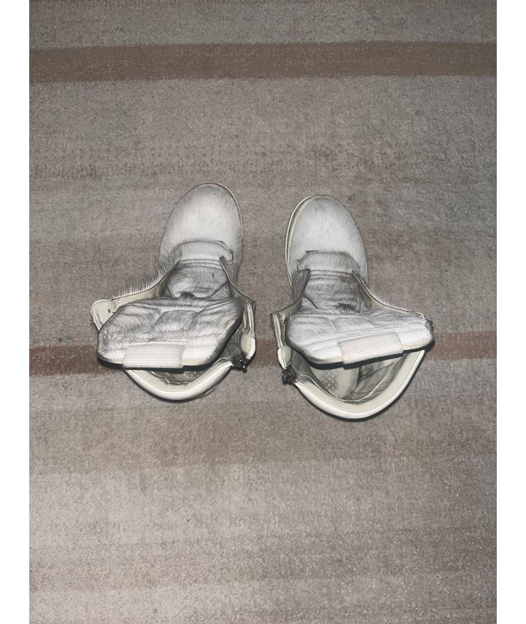 RICK OWENS Серые кожаные высокие кроссовки / кеды, фото 3