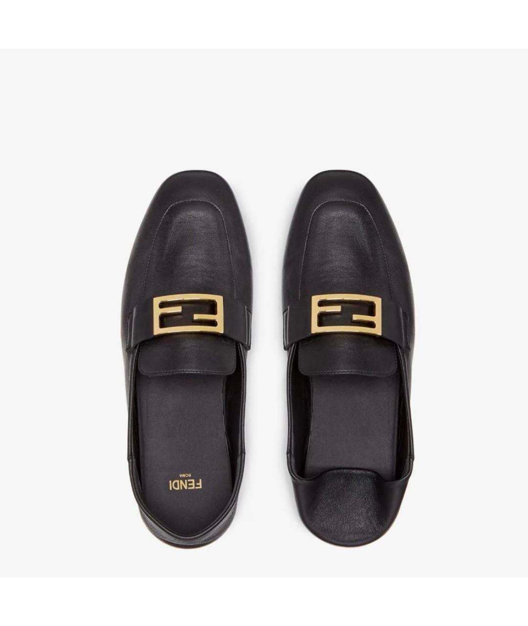 FENDI Черные кожаные мокасины, фото 5