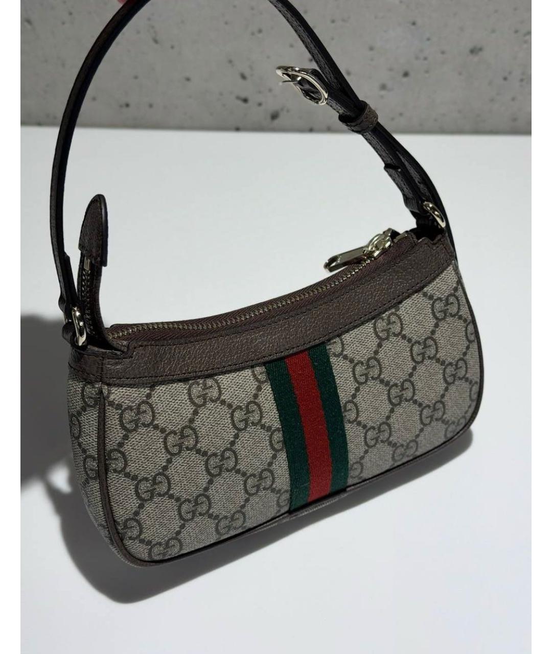 GUCCI Серая кожаная сумка через плечо, фото 4