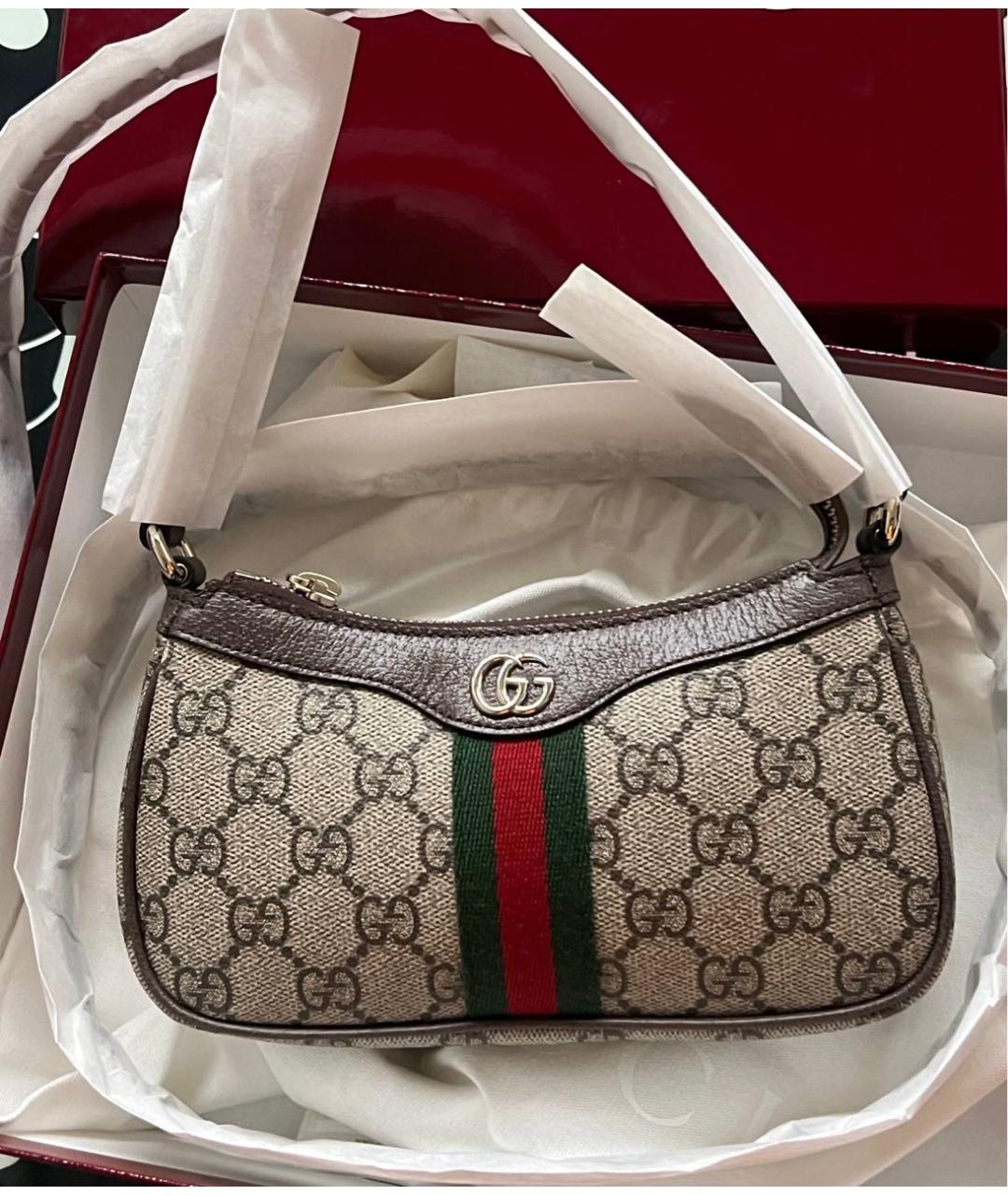 GUCCI Серая кожаная сумка через плечо, фото 6