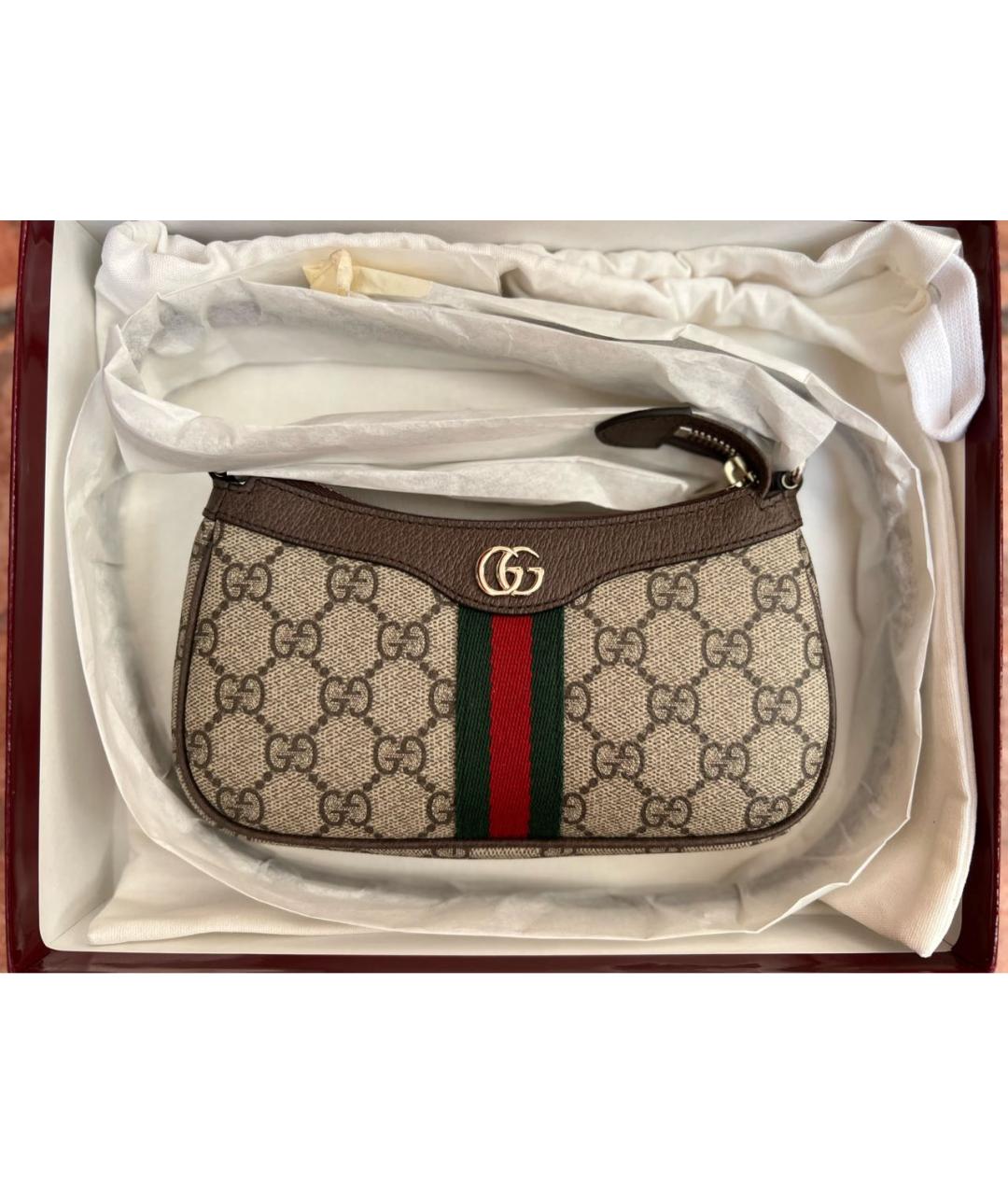 GUCCI Серая кожаная сумка через плечо, фото 6