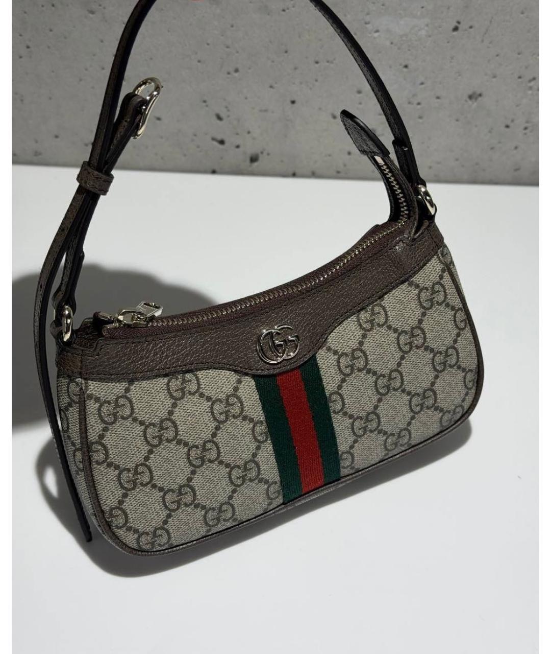 GUCCI Серая кожаная сумка через плечо, фото 5