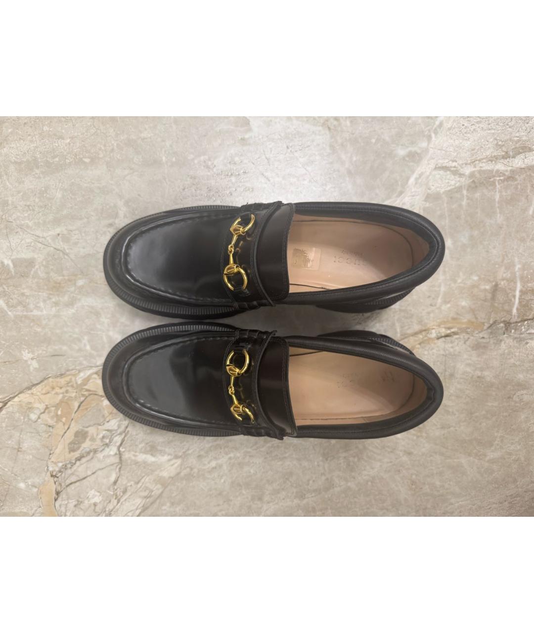 GUCCI Черные кожаные лоферы, фото 3