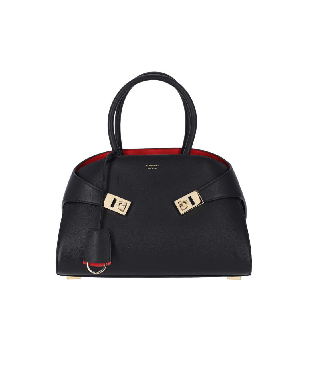 FERRAGAMO Черная кожаная сумка тоут, фото 1