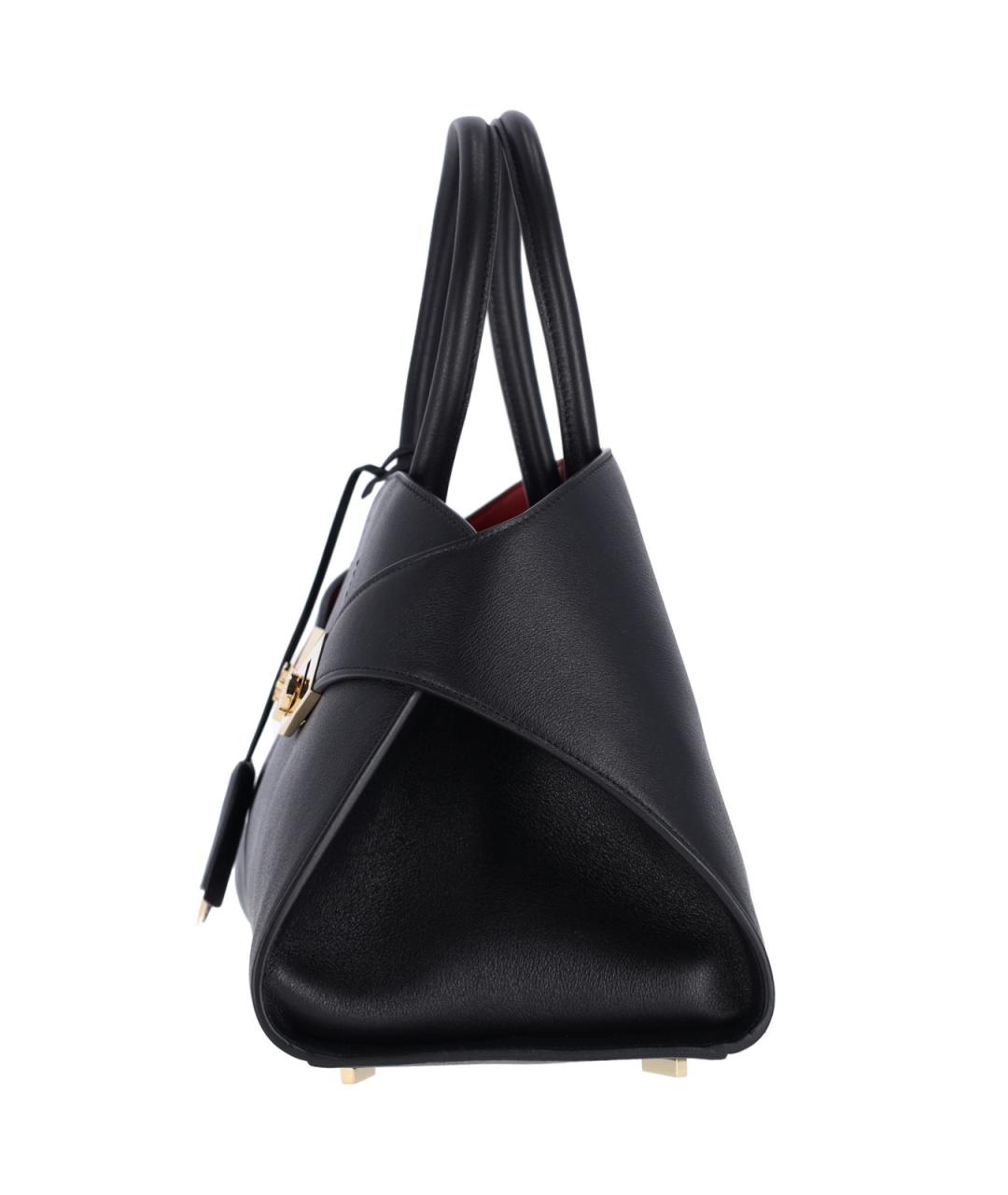 FERRAGAMO Черная кожаная сумка тоут, фото 5