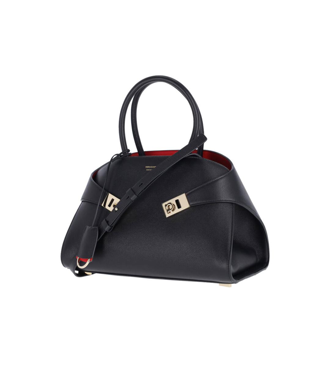 FERRAGAMO Черная кожаная сумка тоут, фото 2