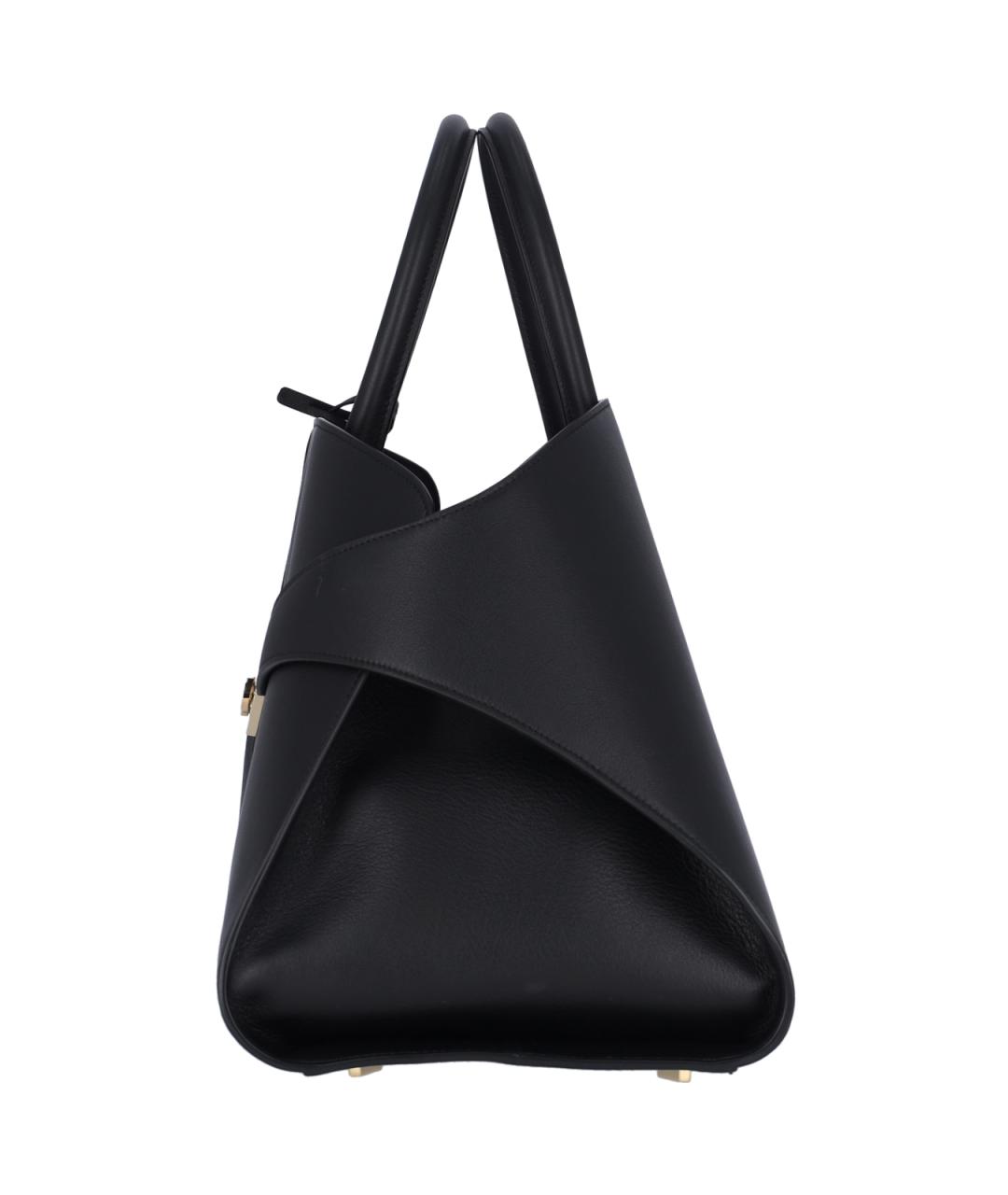 FERRAGAMO Черная кожаная сумка тоут, фото 5