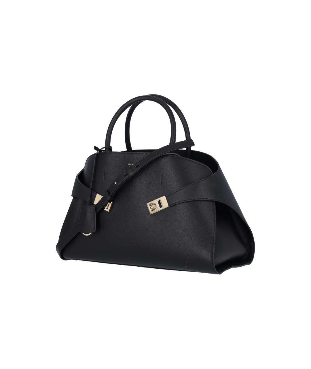 FERRAGAMO Черная кожаная сумка тоут, фото 2