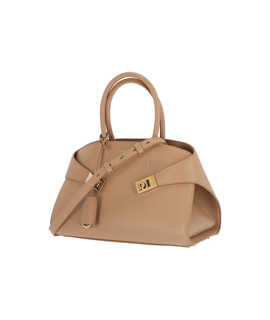 FERRAGAMO Бежевая кожаная сумка тоут, фото 2