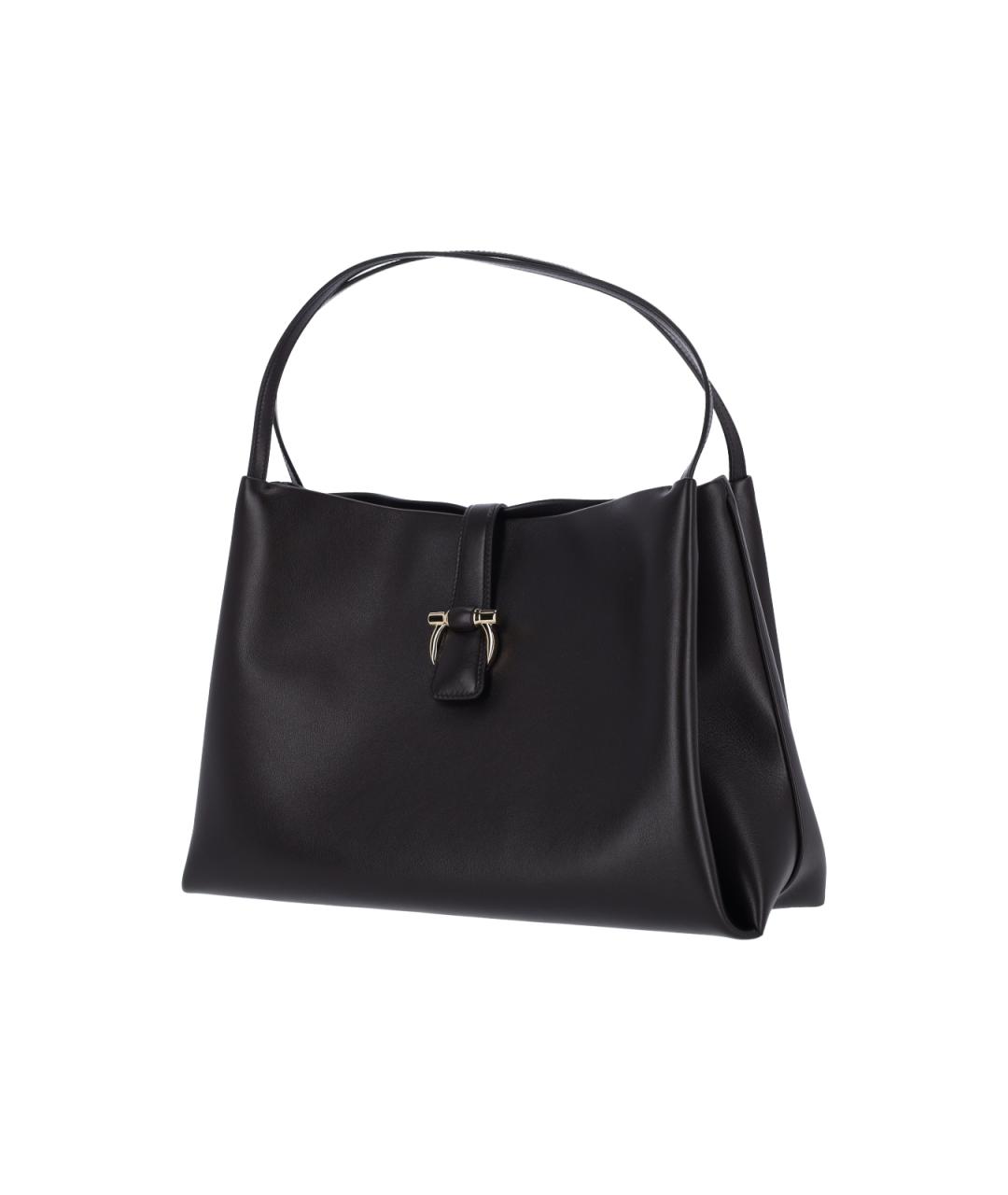 FERRAGAMO Черная кожаная сумка через плечо, фото 2