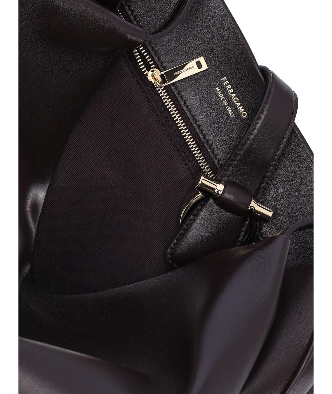 FERRAGAMO Черная кожаная сумка через плечо, фото 4