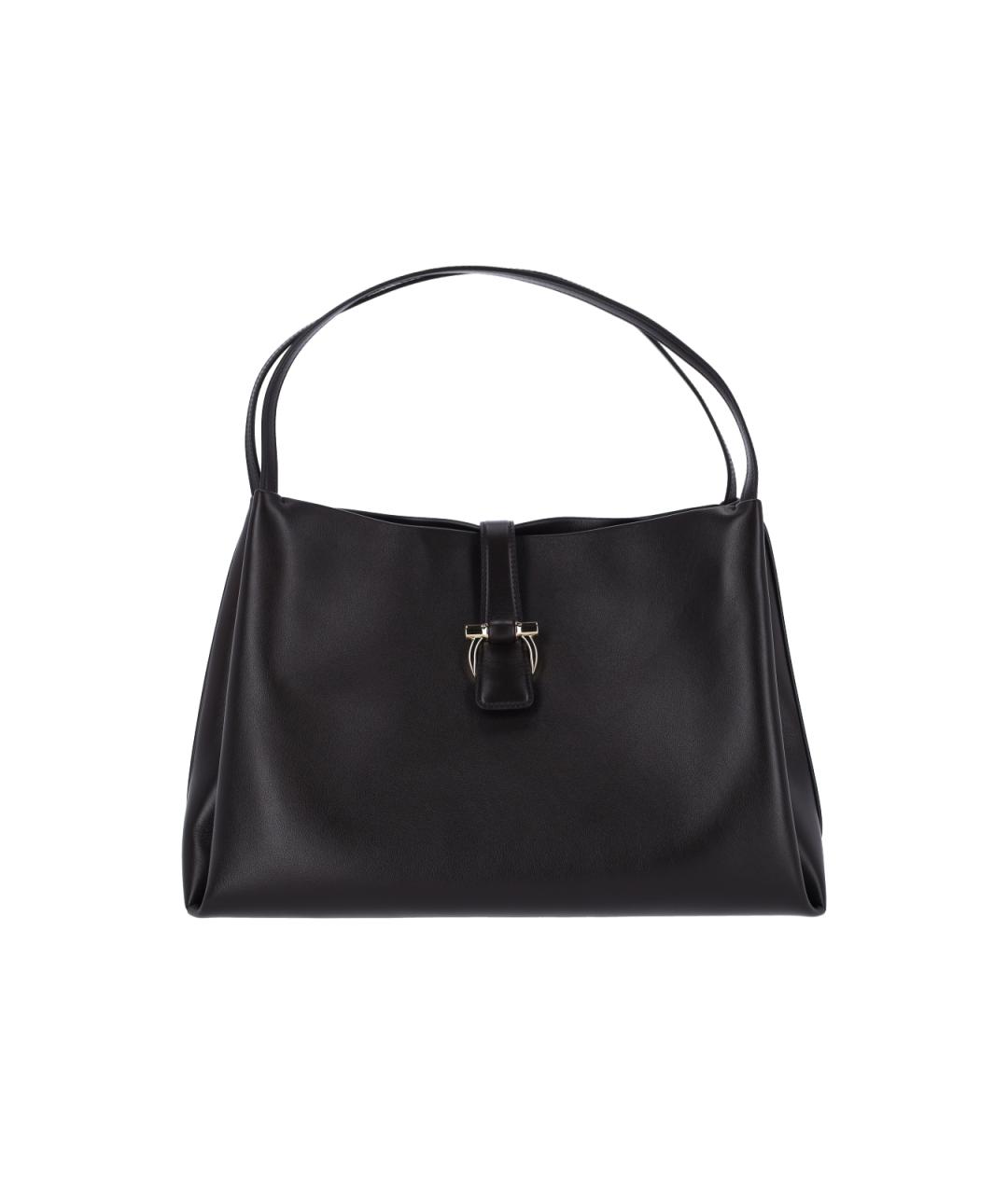 FERRAGAMO Черная кожаная сумка через плечо, фото 1