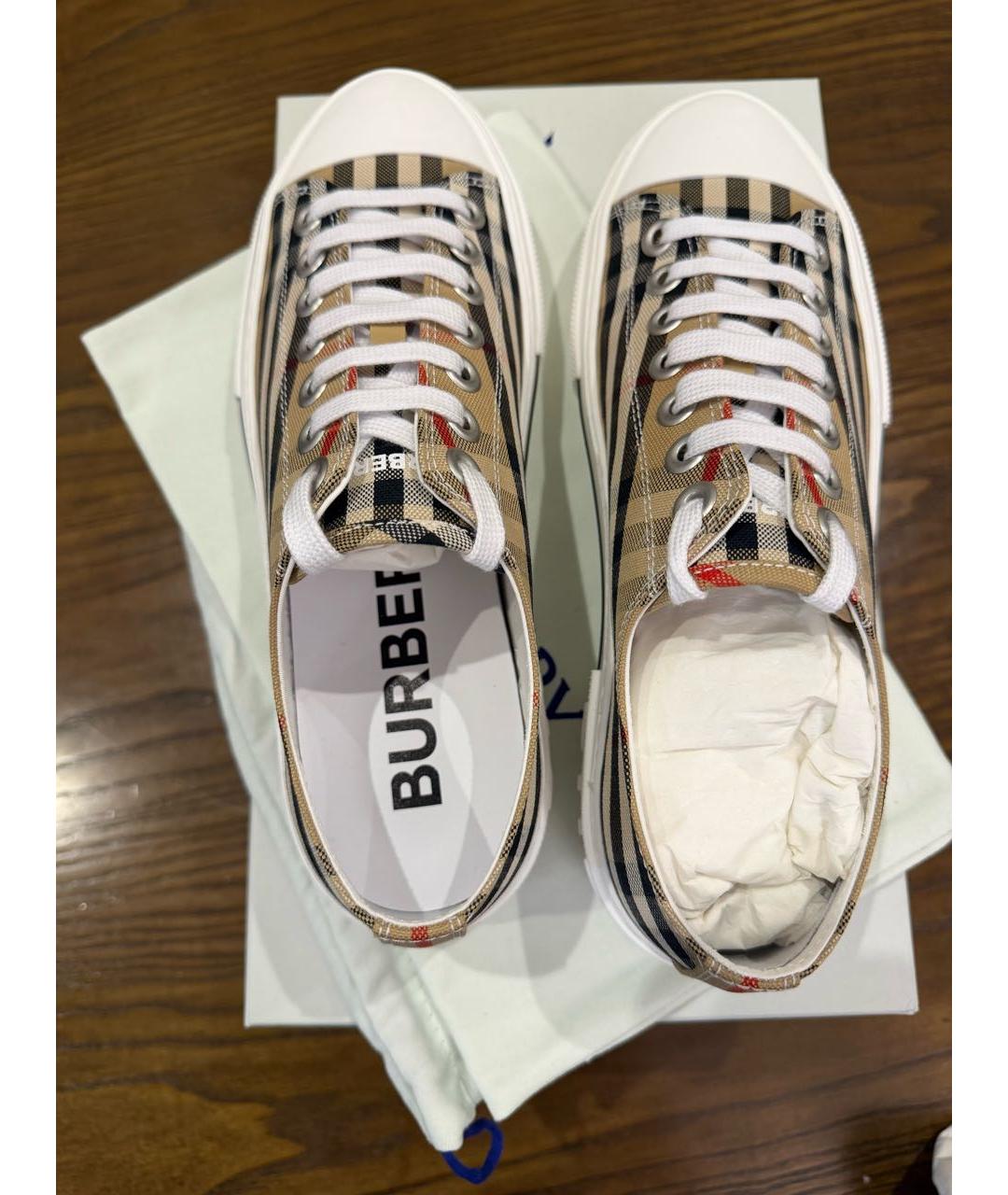 BURBERRY Бежевые кеды, фото 4