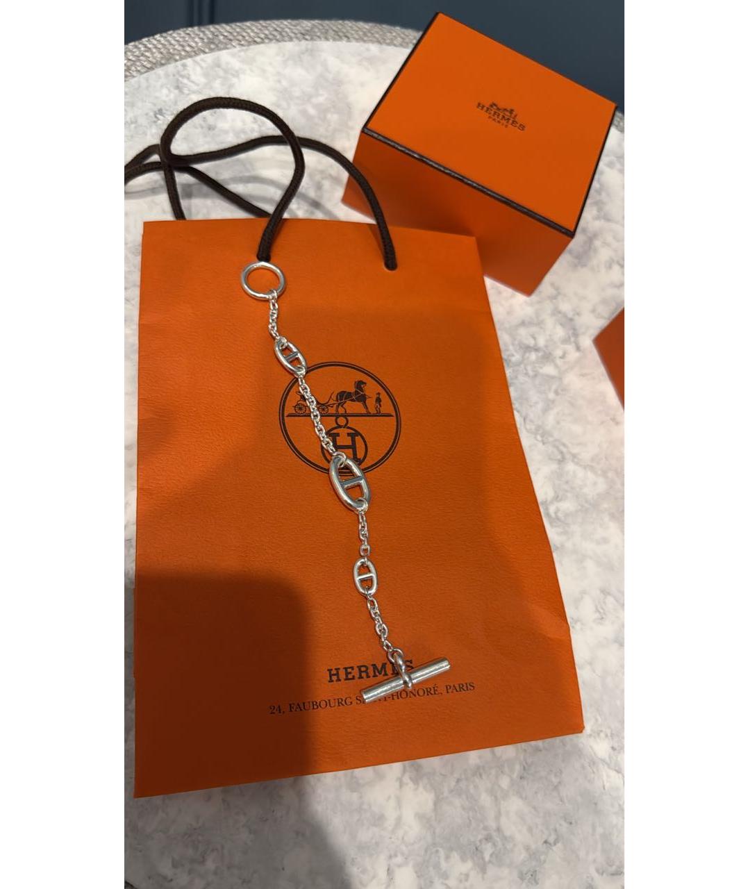 HERMES Серебрянный серебряный браслет, фото 5