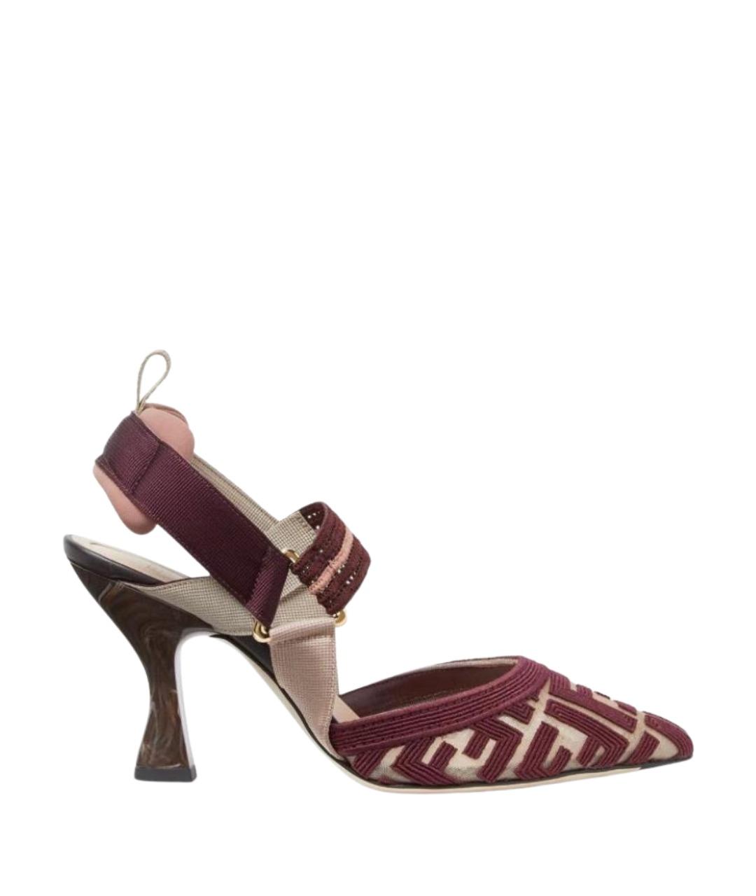 FENDI Бордовые замшевые туфли, фото 1