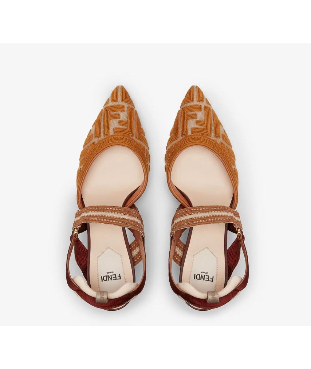 FENDI Коричневые текстильные туфли, фото 4