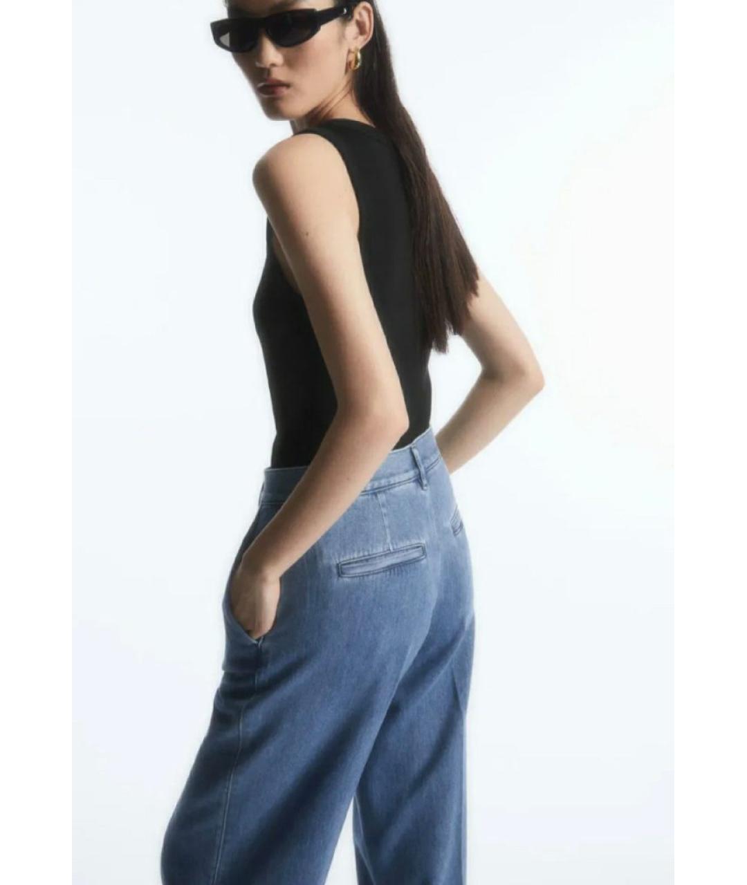 COS Синие хлопко-лиоцелловые прямые джинсы, фото 3