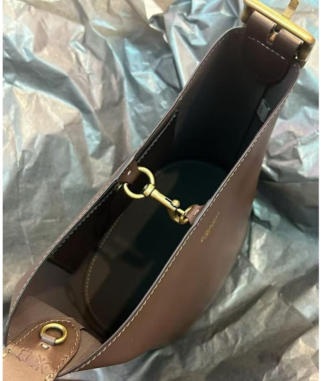 POLO RALPH LAUREN Коричневая кожаная сумка через плечо, фото 8