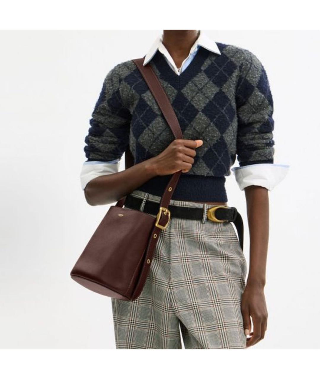 POLO RALPH LAUREN Коричневая кожаная сумка через плечо, фото 5