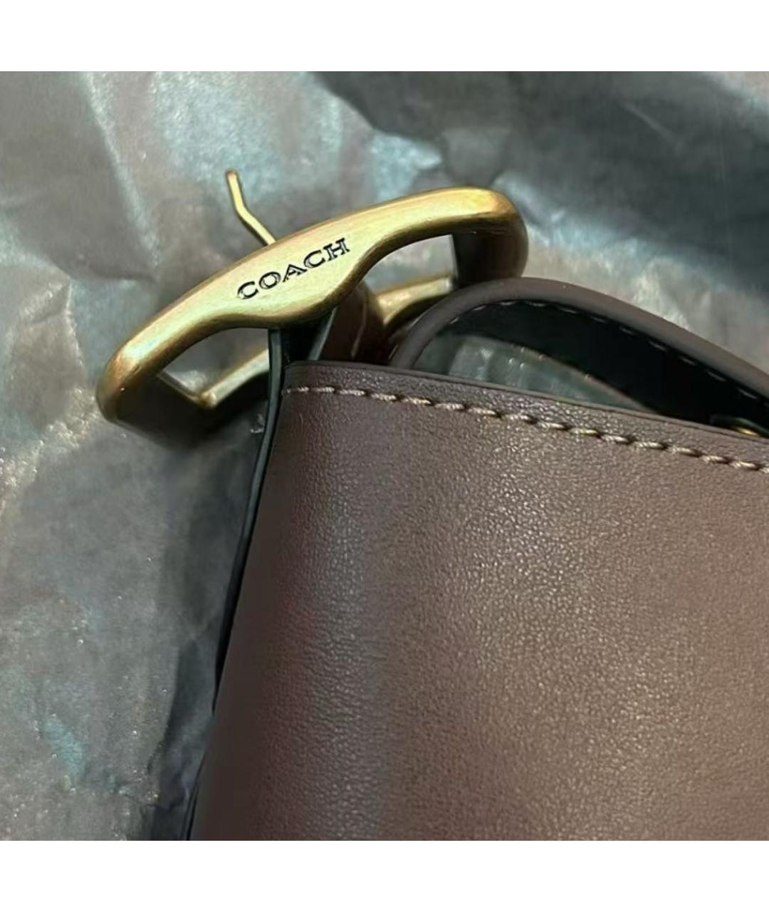 POLO RALPH LAUREN Коричневая кожаная сумка через плечо, фото 7