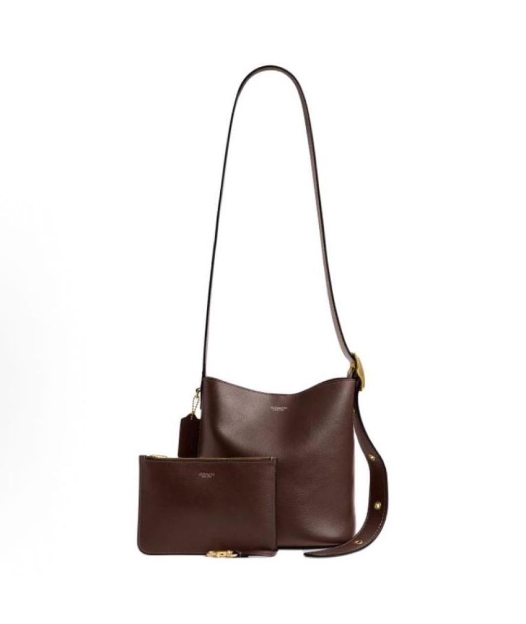 POLO RALPH LAUREN Коричневая кожаная сумка через плечо, фото 2