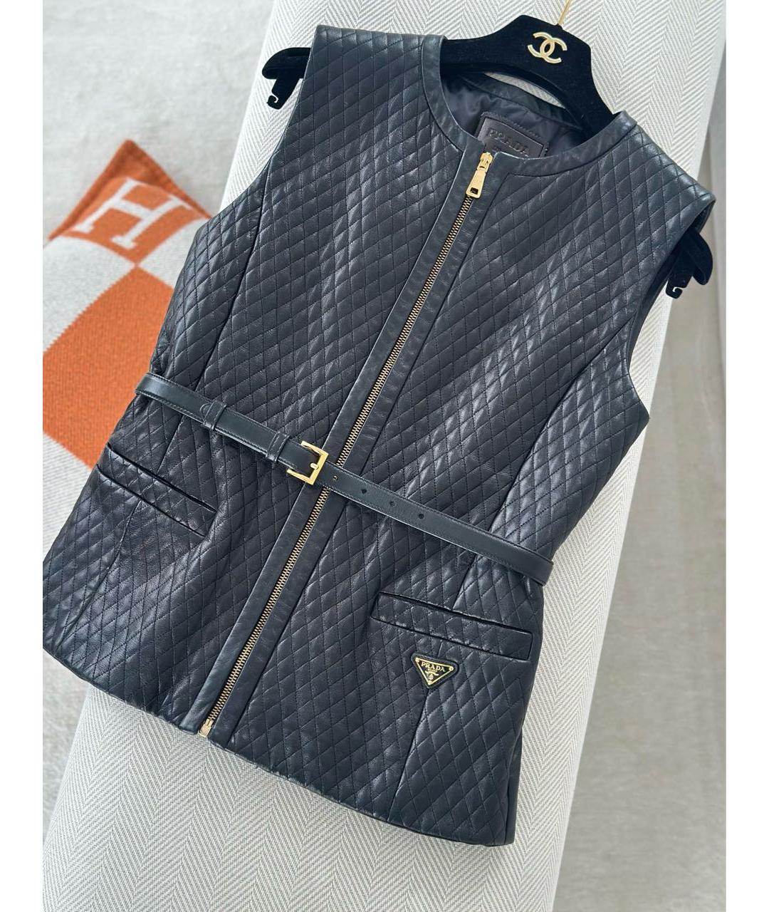 PRADA Черный кожаный жилет, фото 9