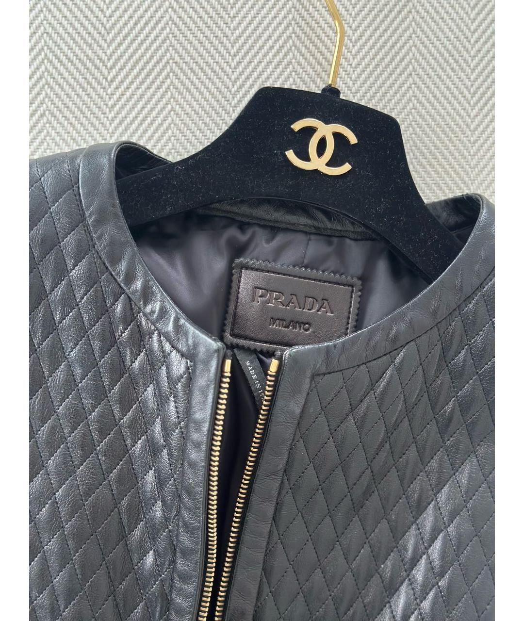 PRADA Черный кожаный жилет, фото 2