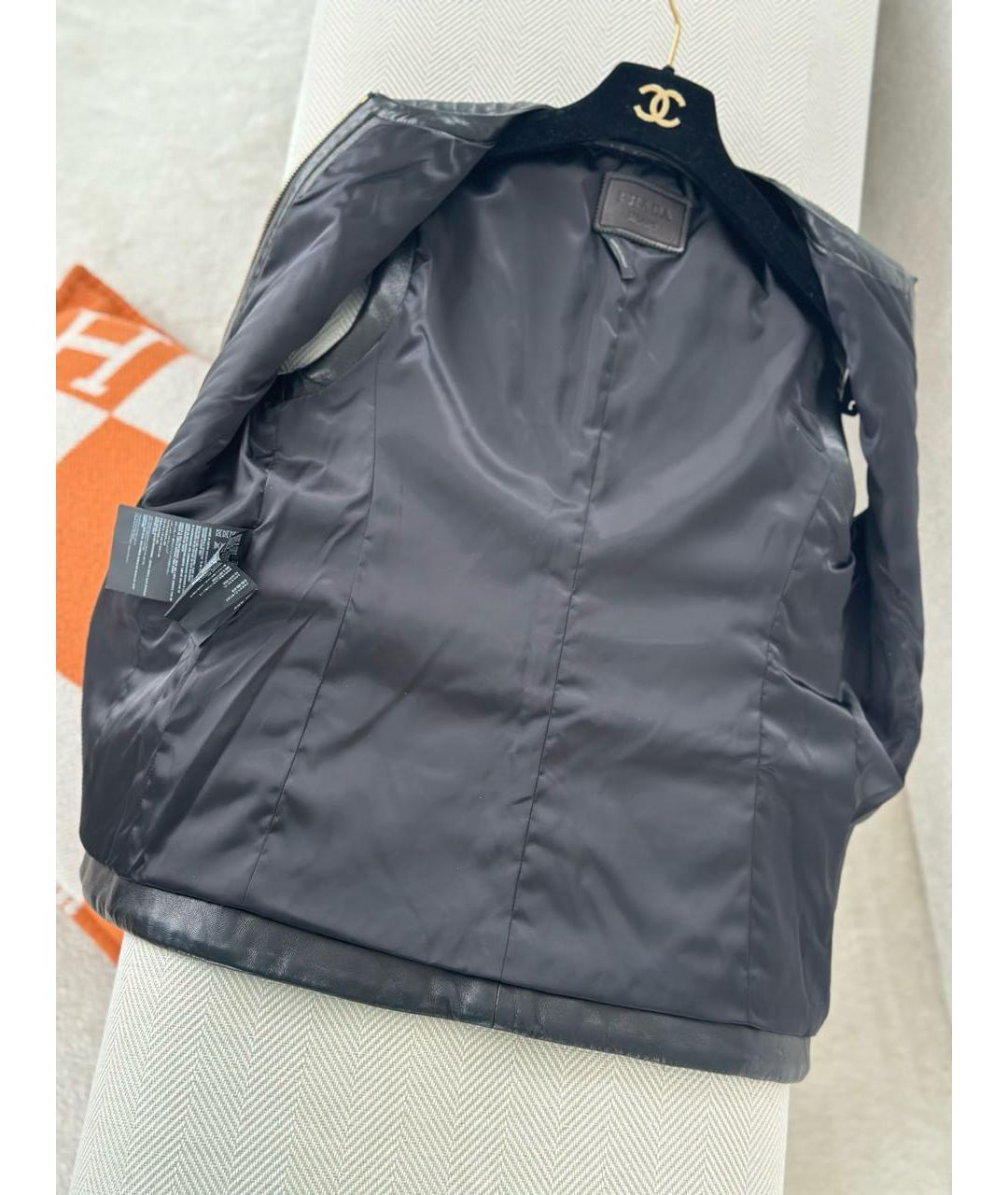 PRADA Черный кожаный жилет, фото 4