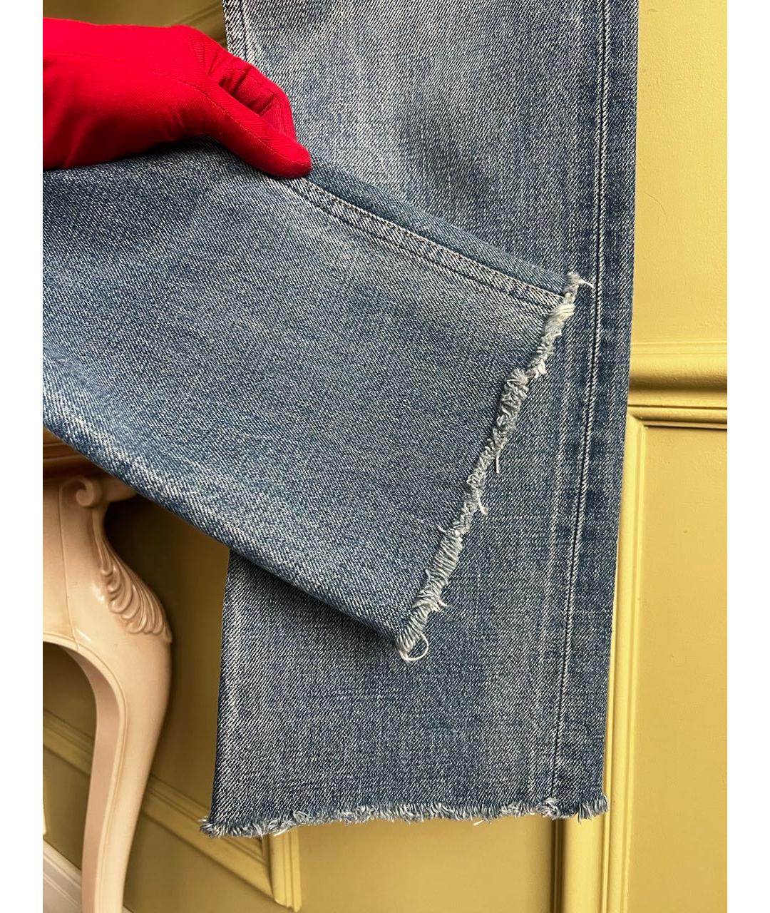 CELINE Синие хлопковые прямые джинсы, фото 4