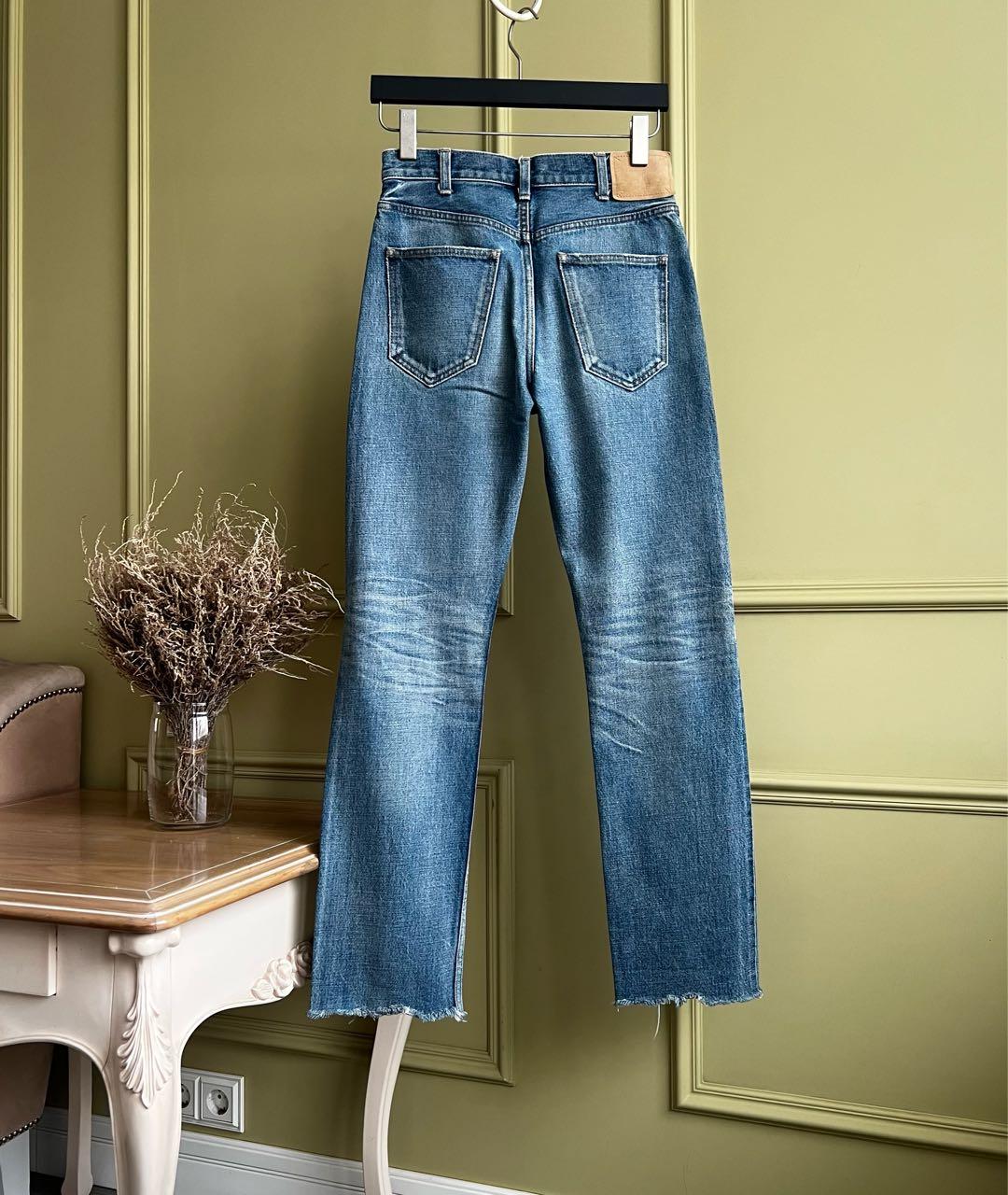 CELINE Синие хлопковые прямые джинсы, фото 6