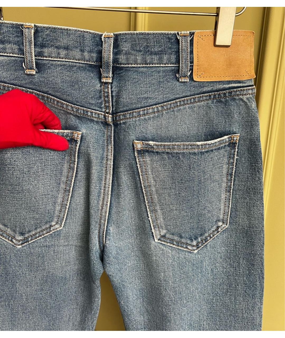 CELINE Синие хлопковые прямые джинсы, фото 7