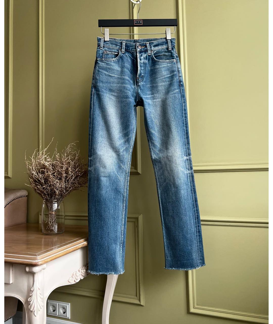 CELINE Синие хлопковые прямые джинсы, фото 2