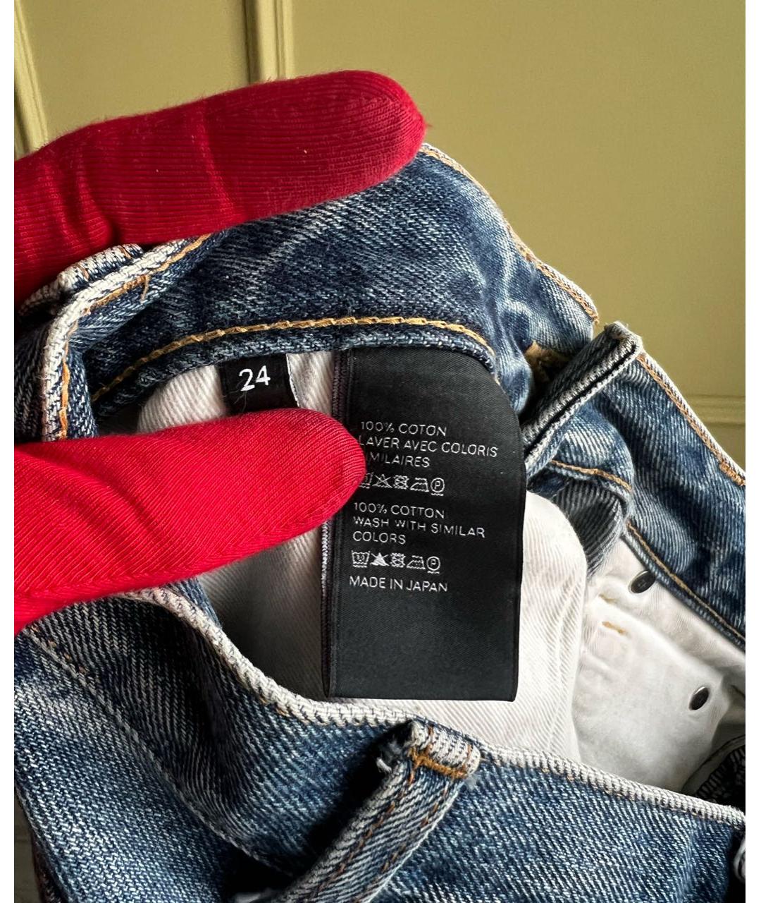 CELINE Синие хлопковые прямые джинсы, фото 8