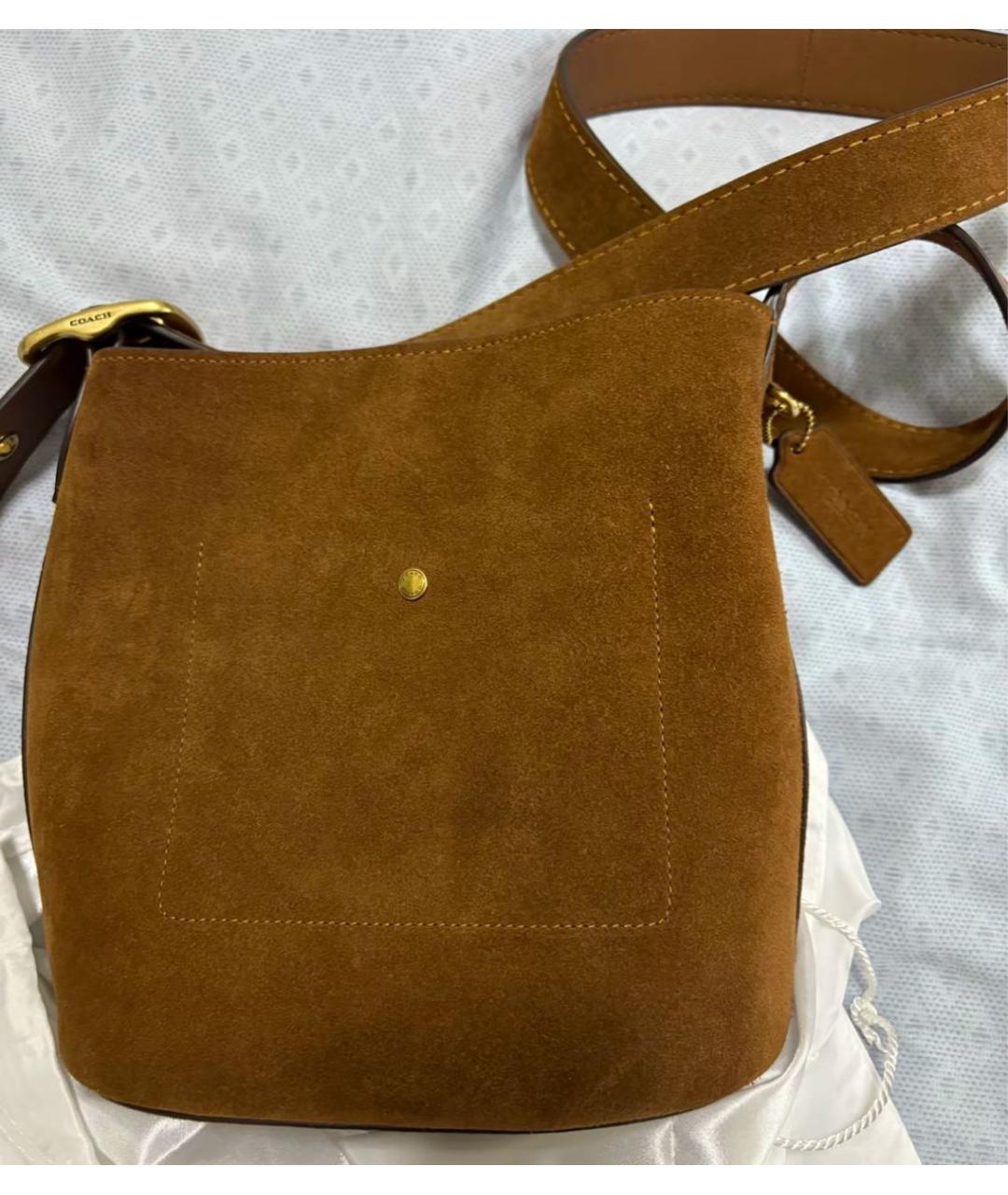 COACH Коричневая замшевая сумка через плечо, фото 6