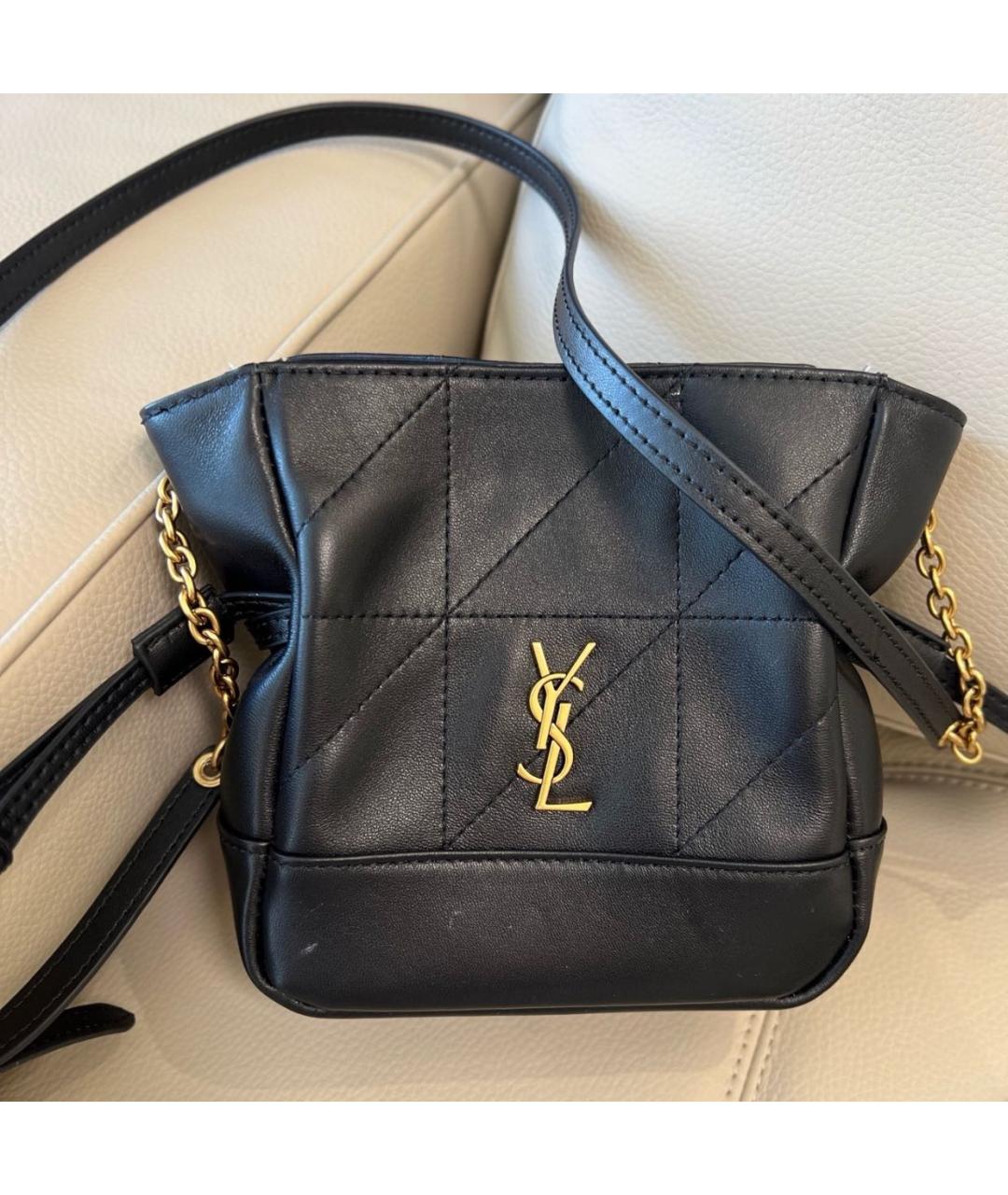 SAINT LAURENT Черная кожаная сумка через плечо, фото 5