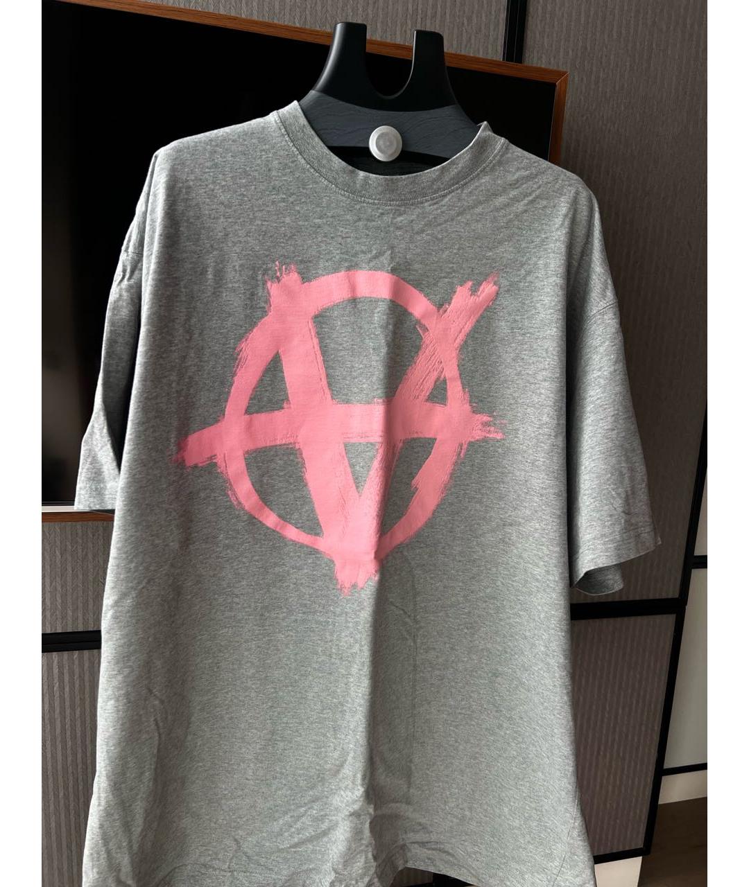 VETEMENTS Серая хлопковая футболка, фото 7