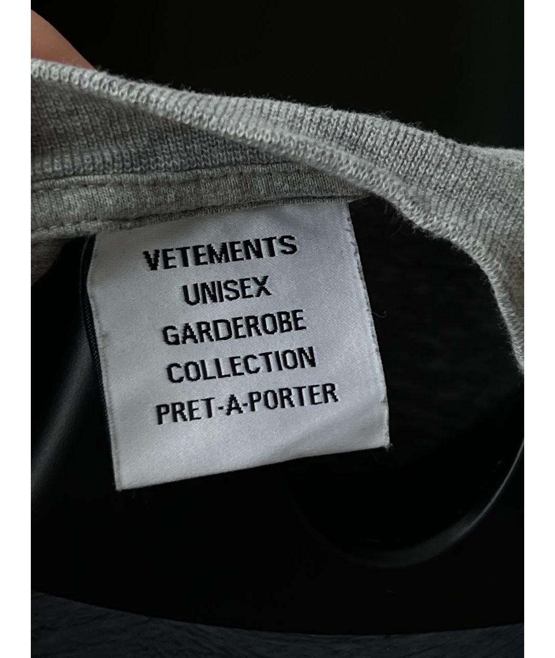 VETEMENTS Серая хлопковая футболка, фото 4