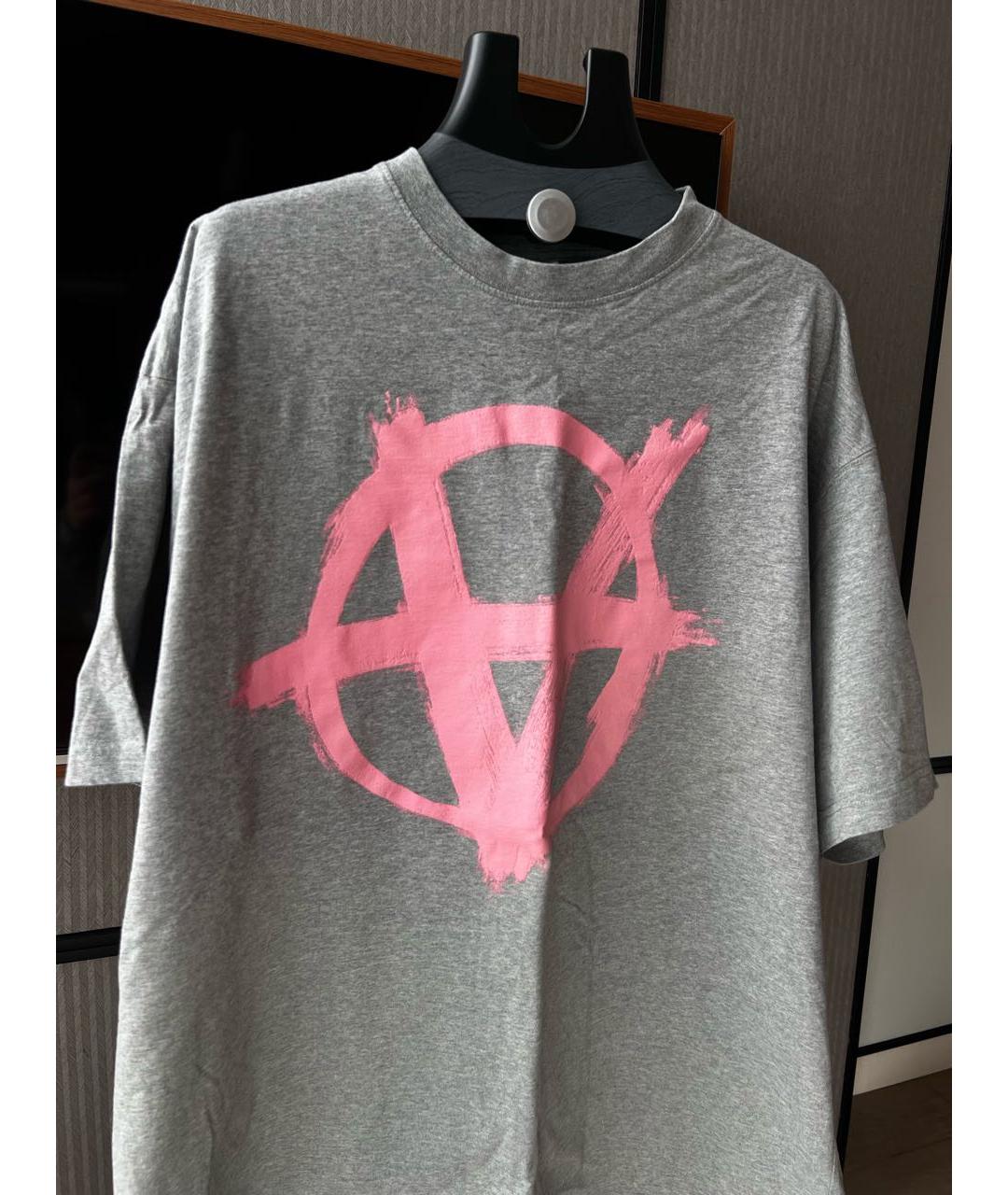 VETEMENTS Серая хлопковая футболка, фото 2