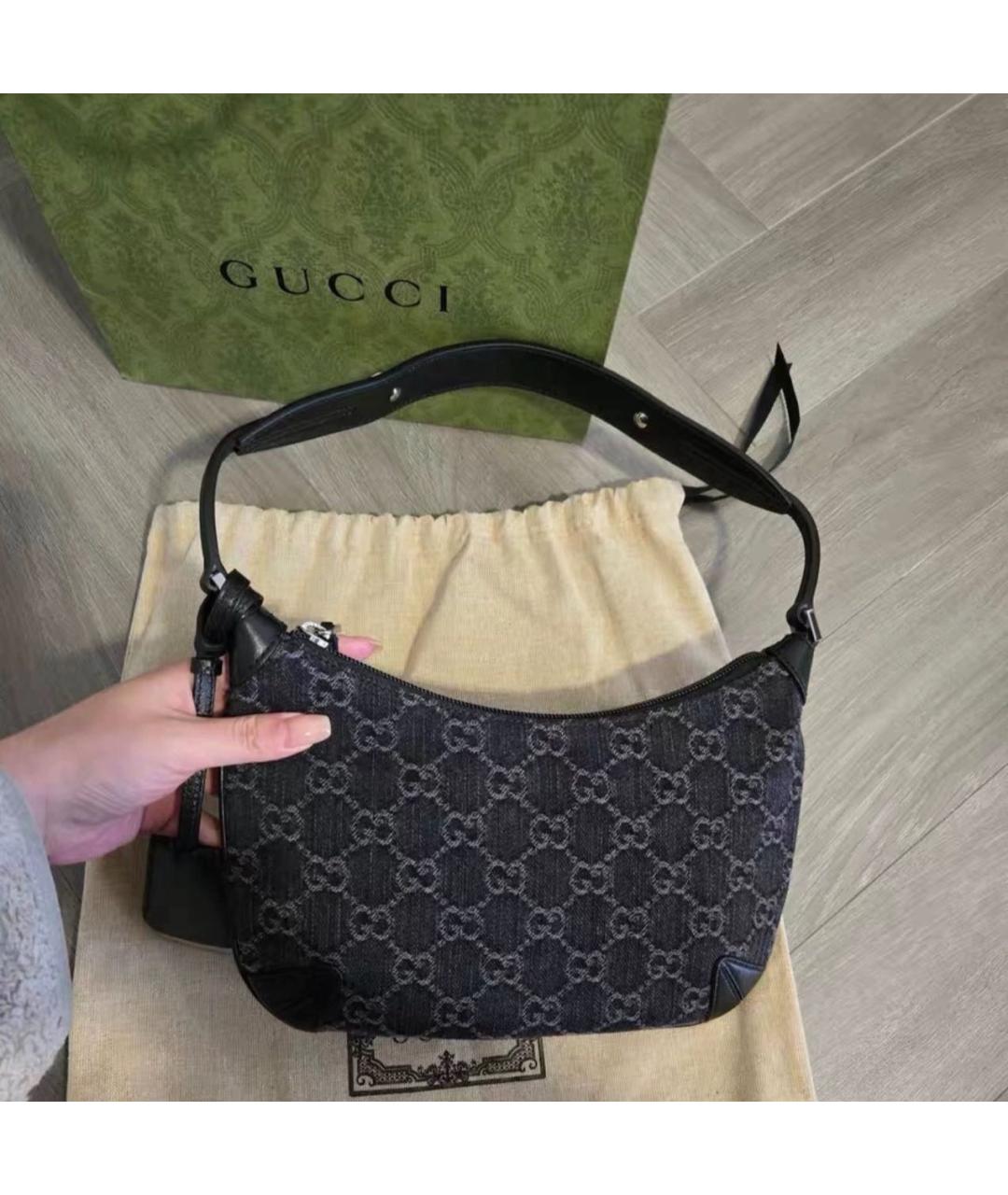 GUCCI Черная деним сумка через плечо, фото 5
