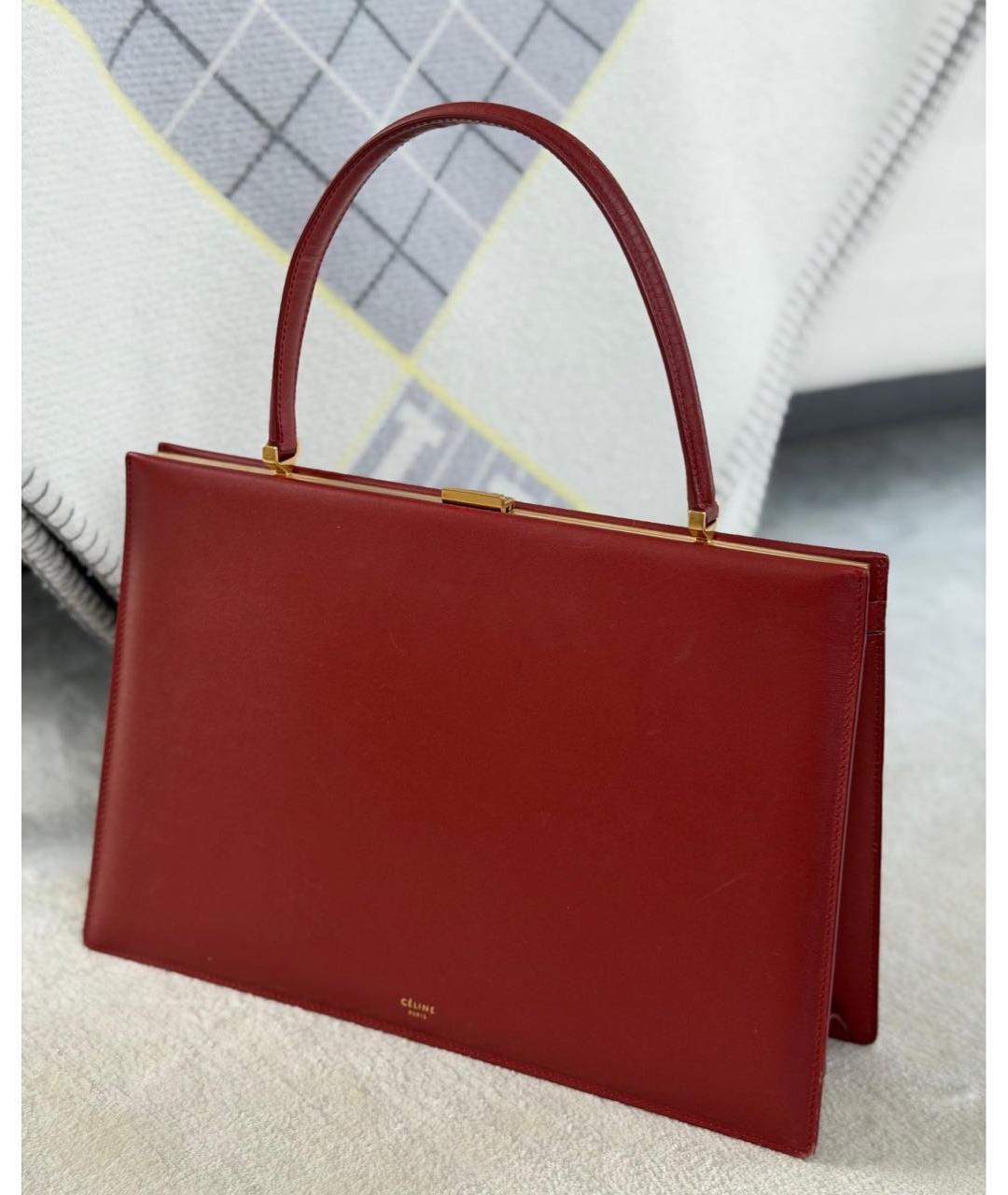 CELINE Бордовая кожаная сумка тоут, фото 2