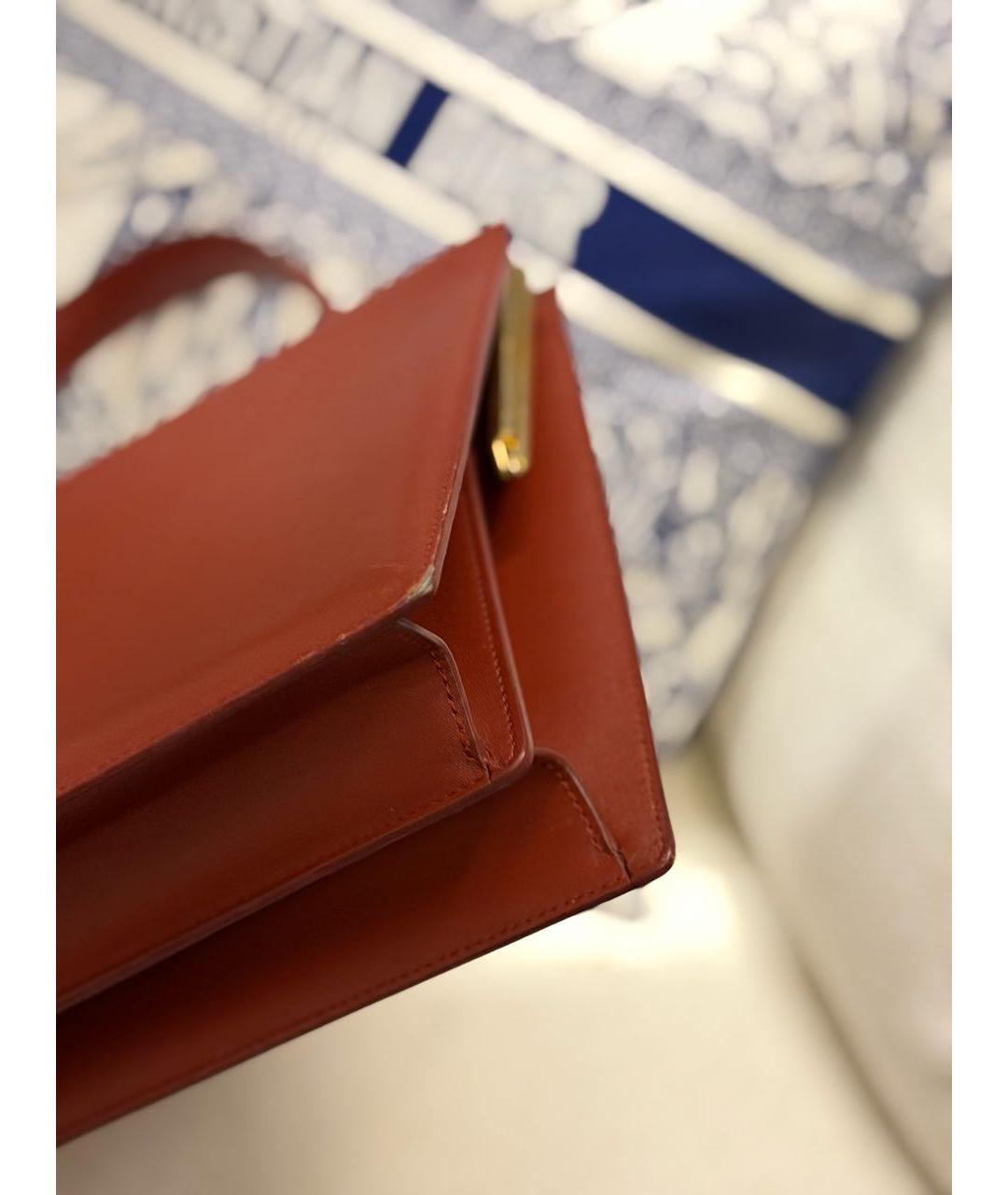 CELINE Бордовая кожаная сумка тоут, фото 5