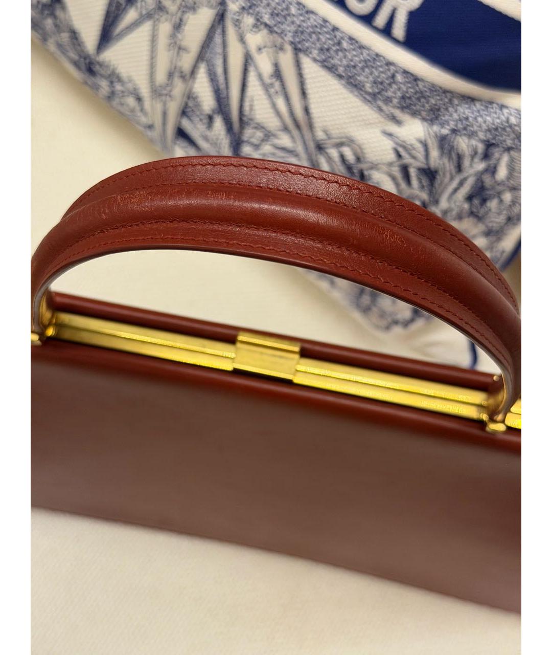 CELINE Бордовая кожаная сумка тоут, фото 9