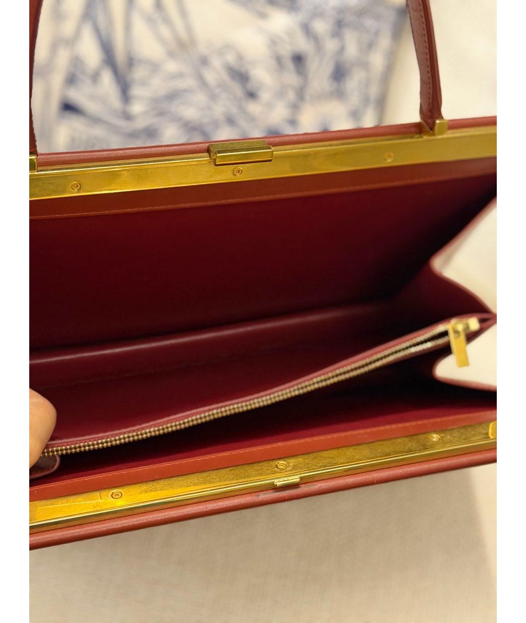 CELINE Бордовая кожаная сумка тоут, фото 6