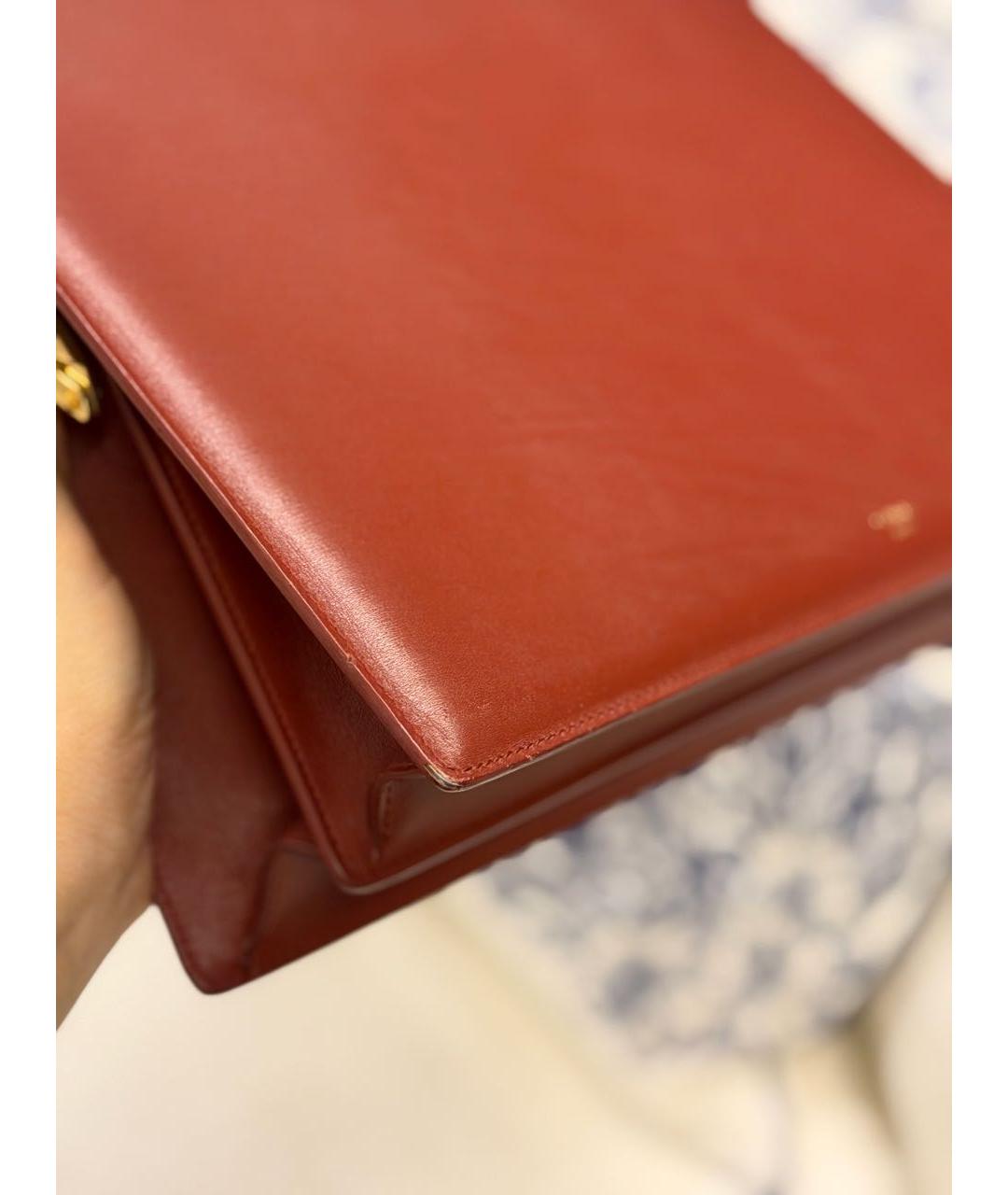 CELINE Бордовая кожаная сумка тоут, фото 4