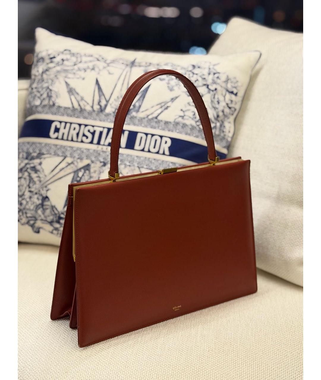 CELINE Бордовая кожаная сумка тоут, фото 3