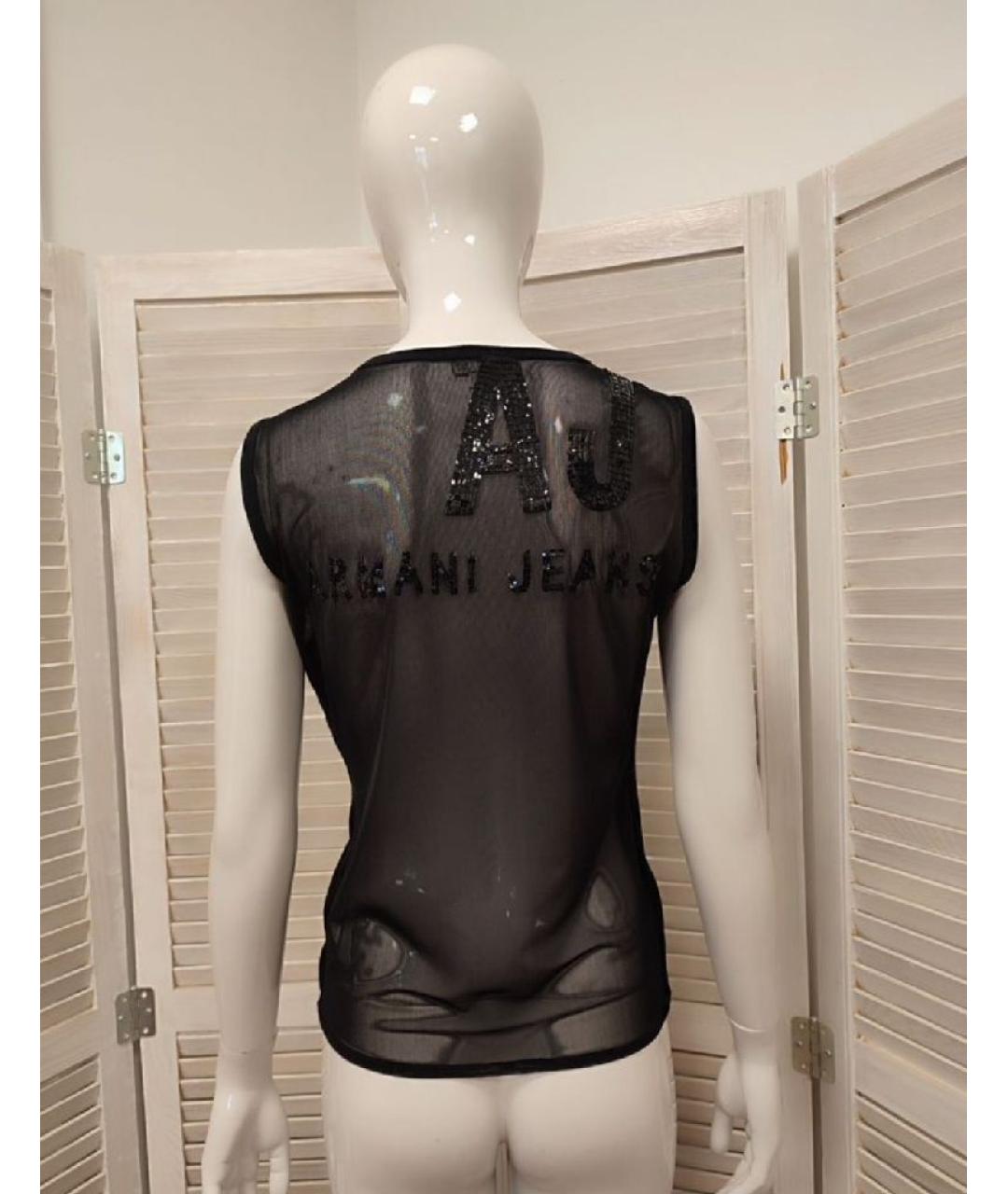 ARMANI JEANS Черная шелковая блузы, фото 2