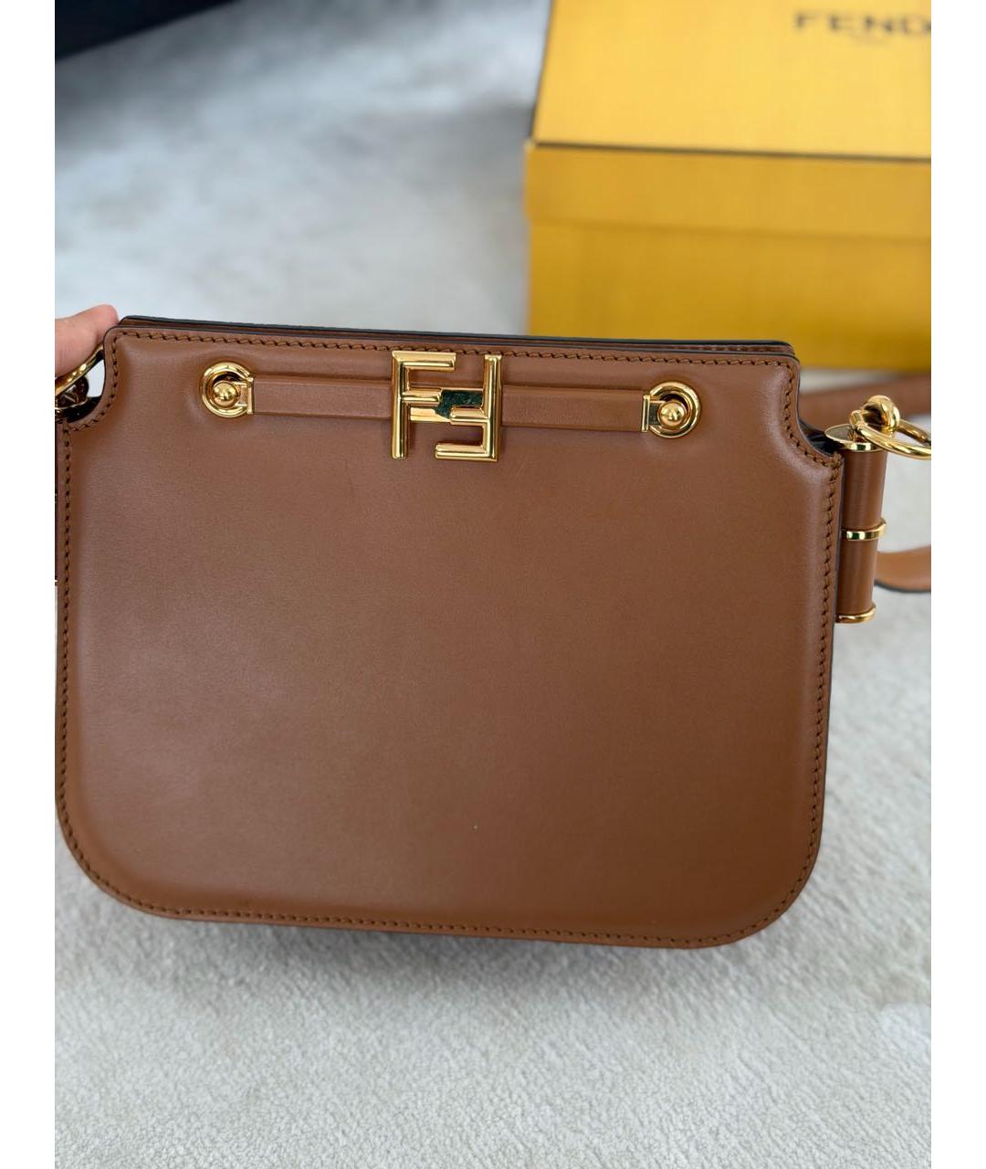 FENDI Коричневая кожаная сумка через плечо, фото 8